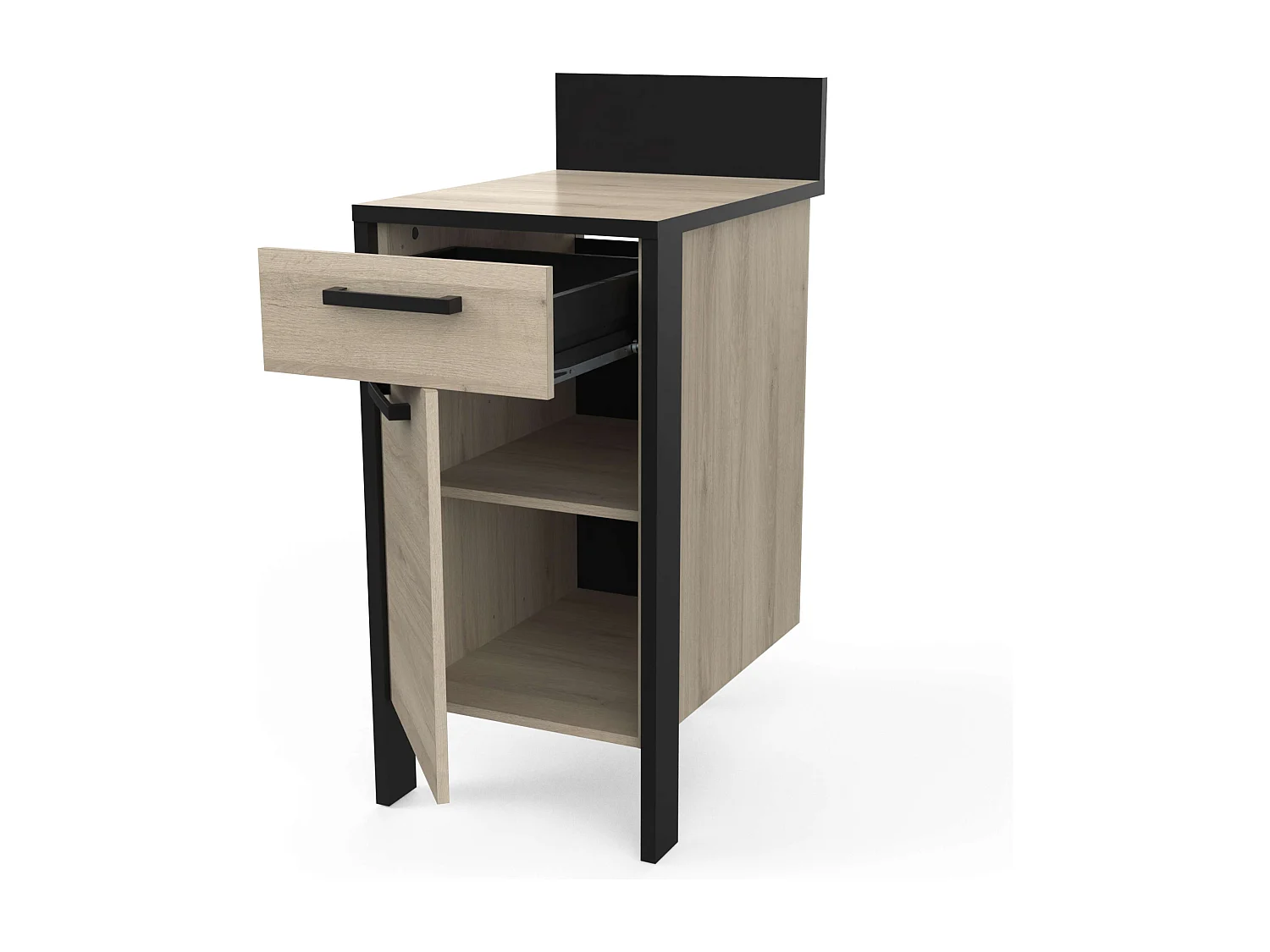 Módulo Inferior Cicina Industrial, Roble/Negro, 44 cm