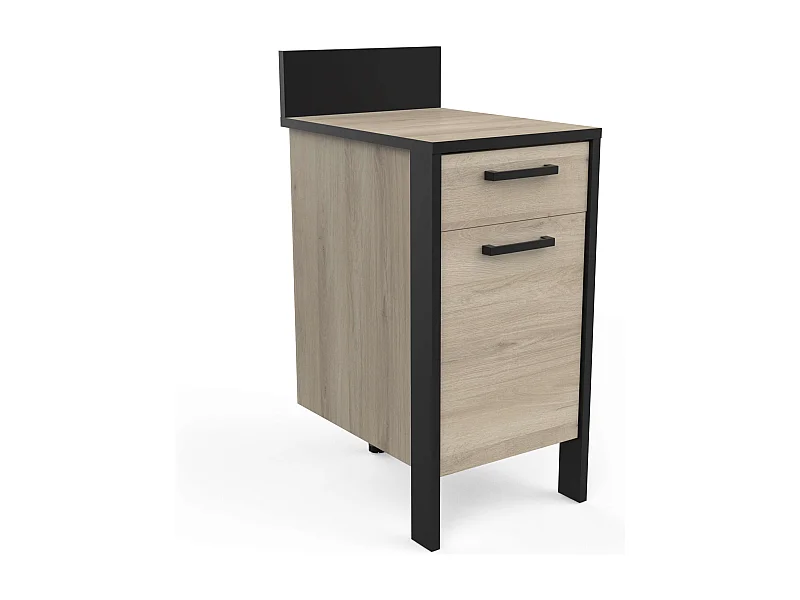 Módulo Inferior Cicina Industrial, Roble/Negro, 44 cm