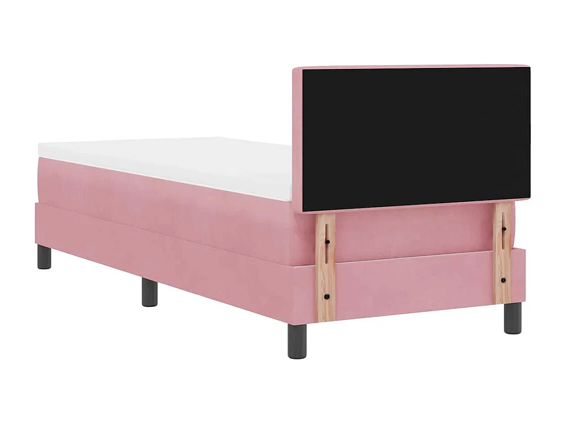 Lit simple-Lit adulte-Lit à ressorts avec matelas avec matelas Rose 80 x 200 cm tissu