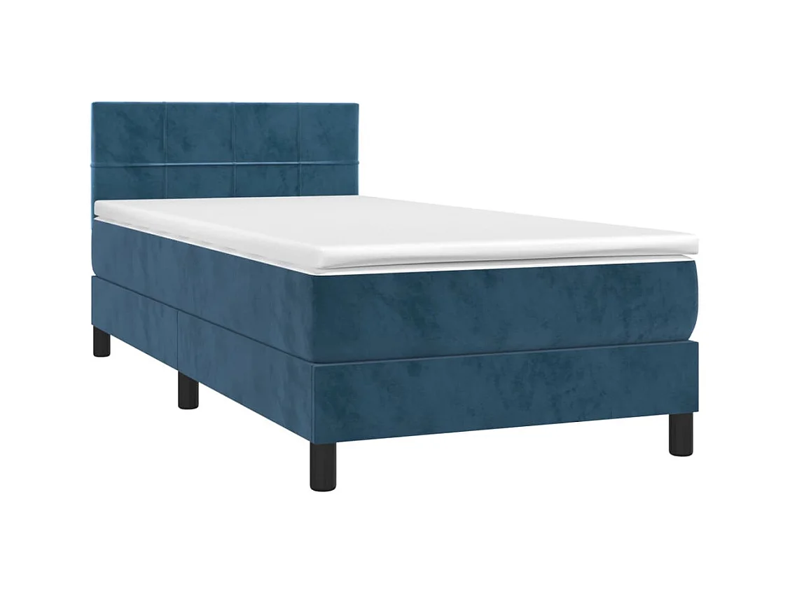 Lit simple-Sommier à lattes de lit et matelas Bleu foncé 80x200 cm Velours