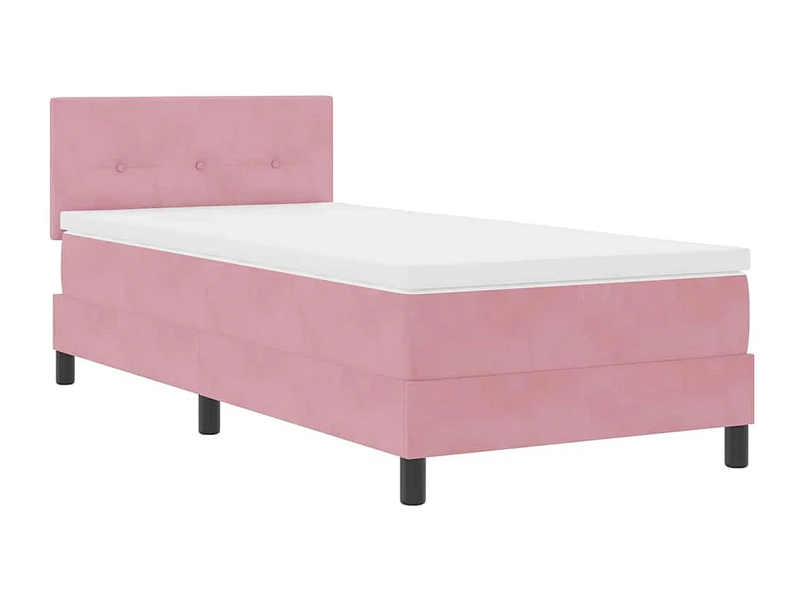 Lit simple adulte-Lit à ressorts à ressorts avec matelas Rose 100 x 200 cm tissu