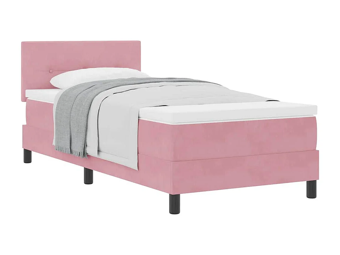 Lit simple adulte-Lit à ressorts à ressorts avec matelas Rose 100 x 200 cm tissu
