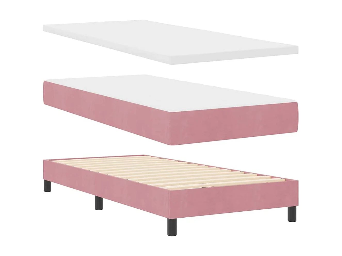 Lit simple adulte-Lit à ressorts à ressorts avec matelas Rose 100 x 200 cm tissu