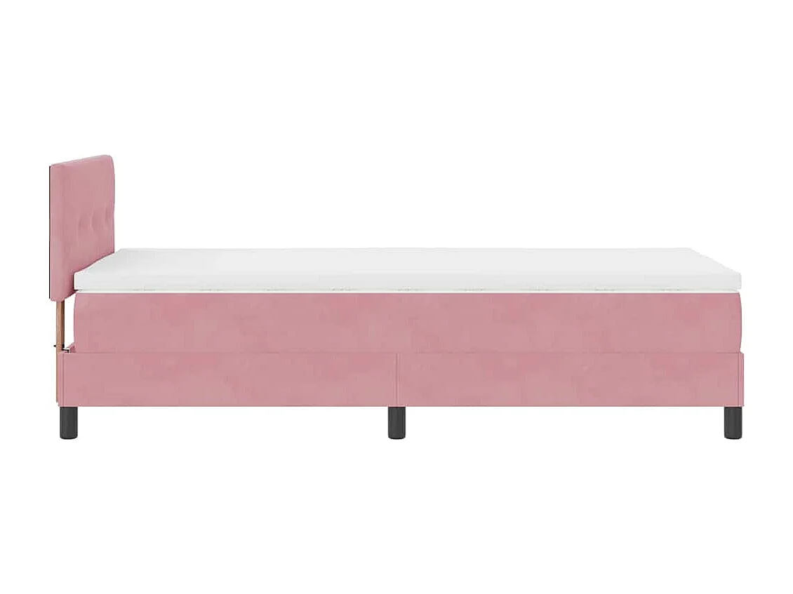 Lit simple adulte-Lit à ressorts à ressorts avec matelas Rose 100 x 200 cm tissu
