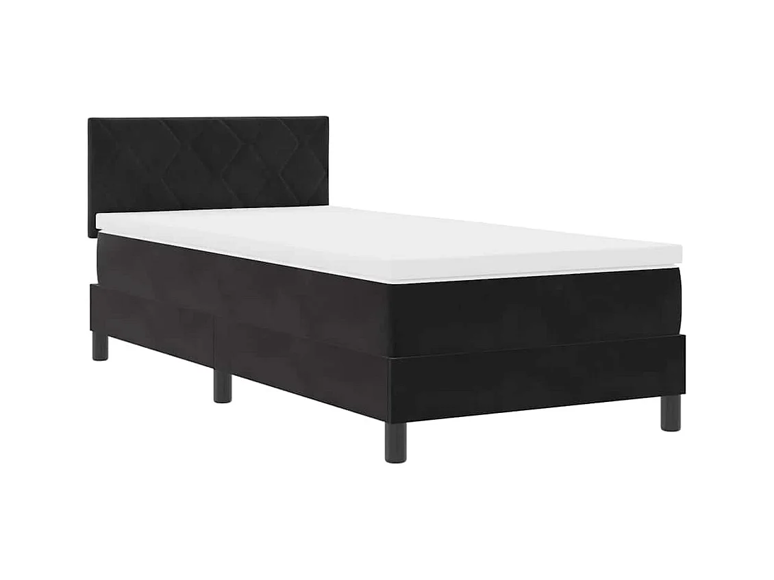 Lit simple-Lit adulte-Lit à ressorts avec matelas avec matelas Noir 90 x 200 cm tissu