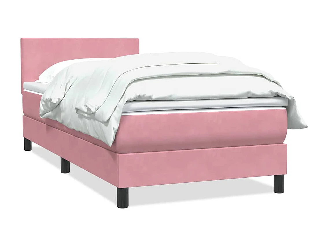 Lit simple-Lit adulte-Sommier à lattes de lit avec matelas rose 80x220 cm velours