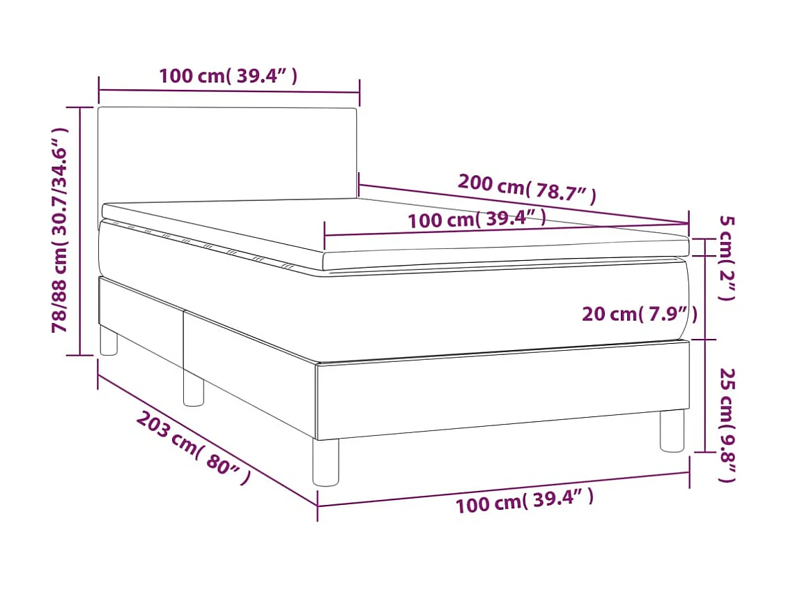Cama de solteiro | Cama de adulto | Cama com molas/colchão 100x200cm veludo azul-escuro SHL344398