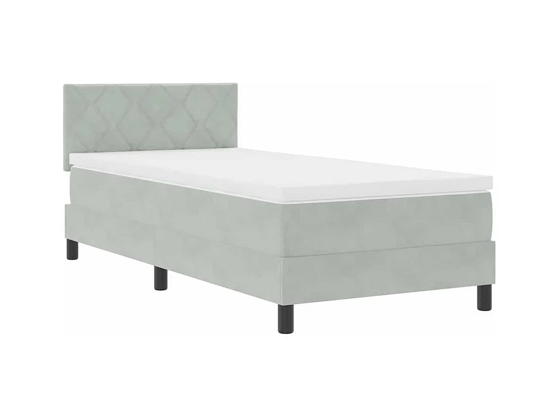 Lit simple-Lit adulte-Lit à ressorts avec matelas Gris clair 90 x 190 cm tissu