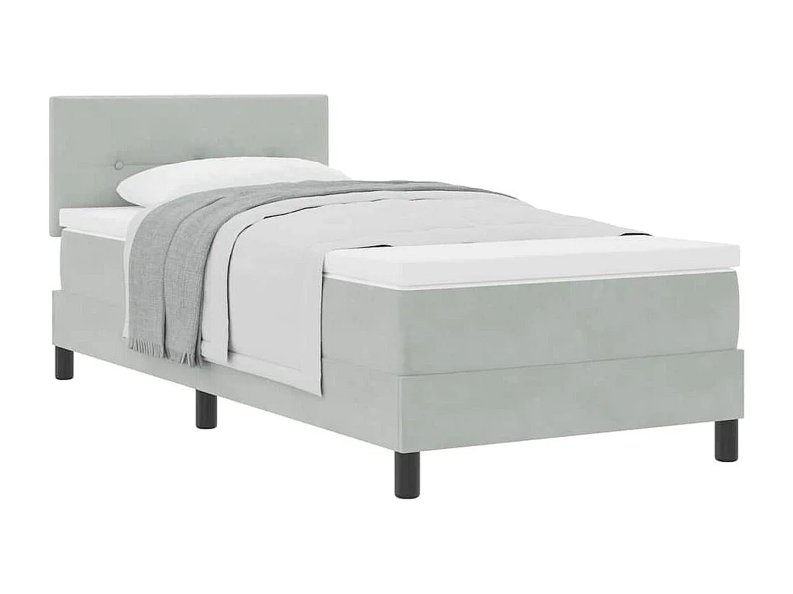 Einzelbett | Bettgestell | Boxspringbett mit Matratze Hellgrau 90x190 cm Samt SHL371160