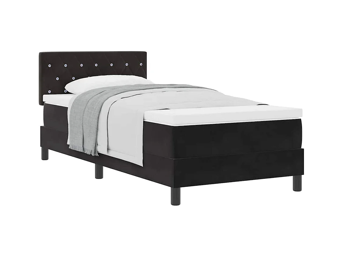 Lit simple-Lit adulte-Lit à ressorts avec matelas avec matelas Noir 90 x 190 cm tissu