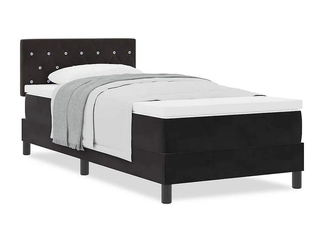 Cama individual-Cama para adultos-Cama tipo Box Spring con colchón Negro 90x190 cm Terciopelo SHL36742
