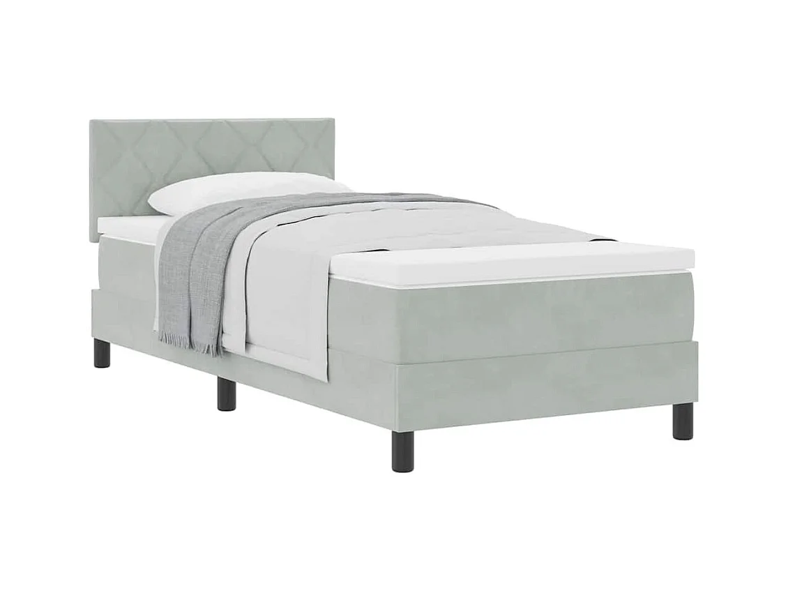 Lit simple-Lit adulte-Lit à ressorts avec matelas Gris clair 90 x 200 cm tissu