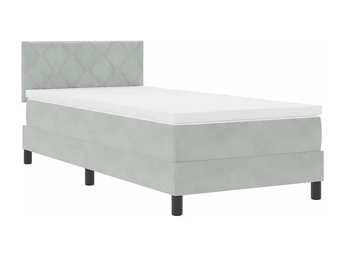 Cama individual | Cama para adultos | Cama tipo Box Spring Gris Claro 90x200 cm Terciopelo SHL78145