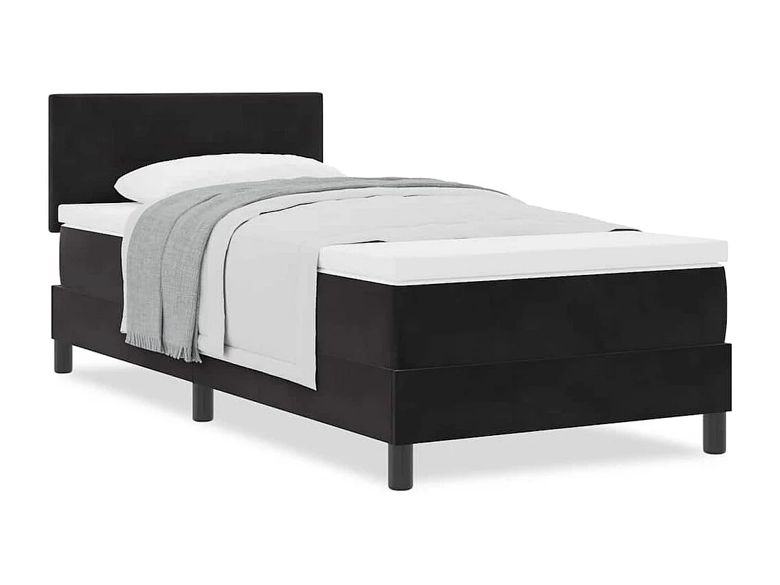 Cama individual-Cama para adultos-Cama tipo Box Spring con colchón Negro 90x190 cm Terciopelo SHL69636