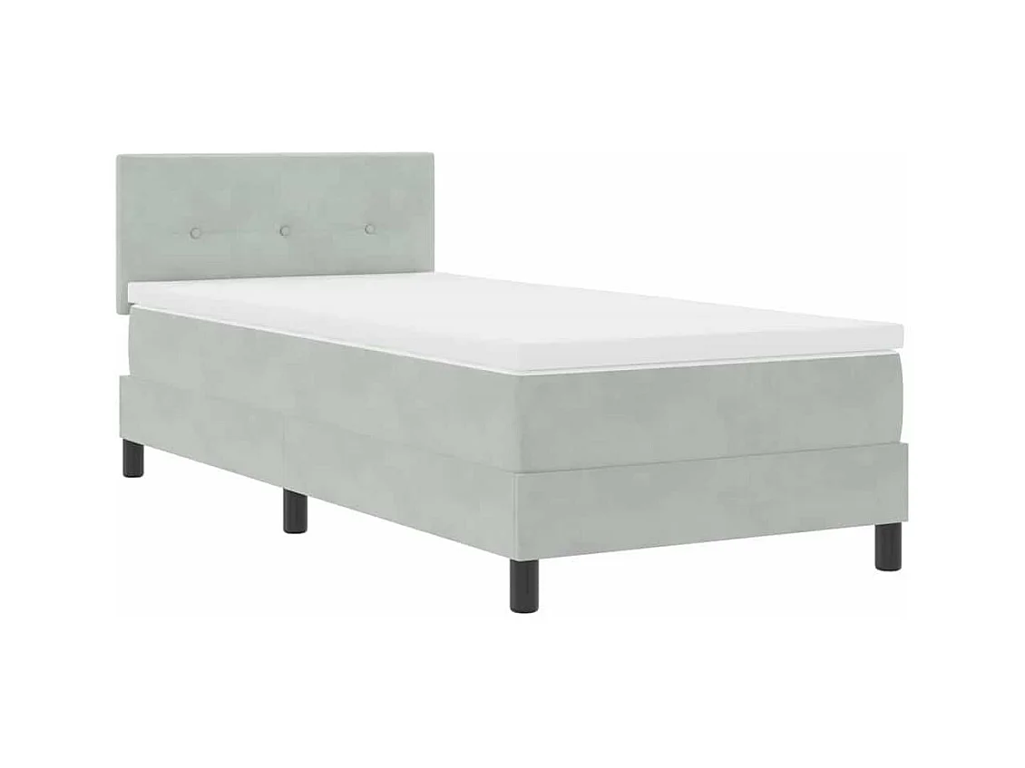 Lit simple-Lit adulte-Lit à ressorts avec matelas Gris clair 90 x 200 cm tissu