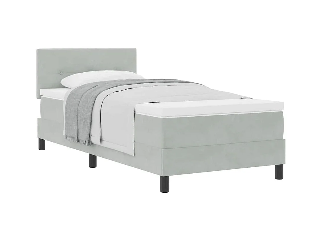 Lit simple-Lit adulte-Lit à ressorts avec matelas Gris clair 90 x 200 cm tissu