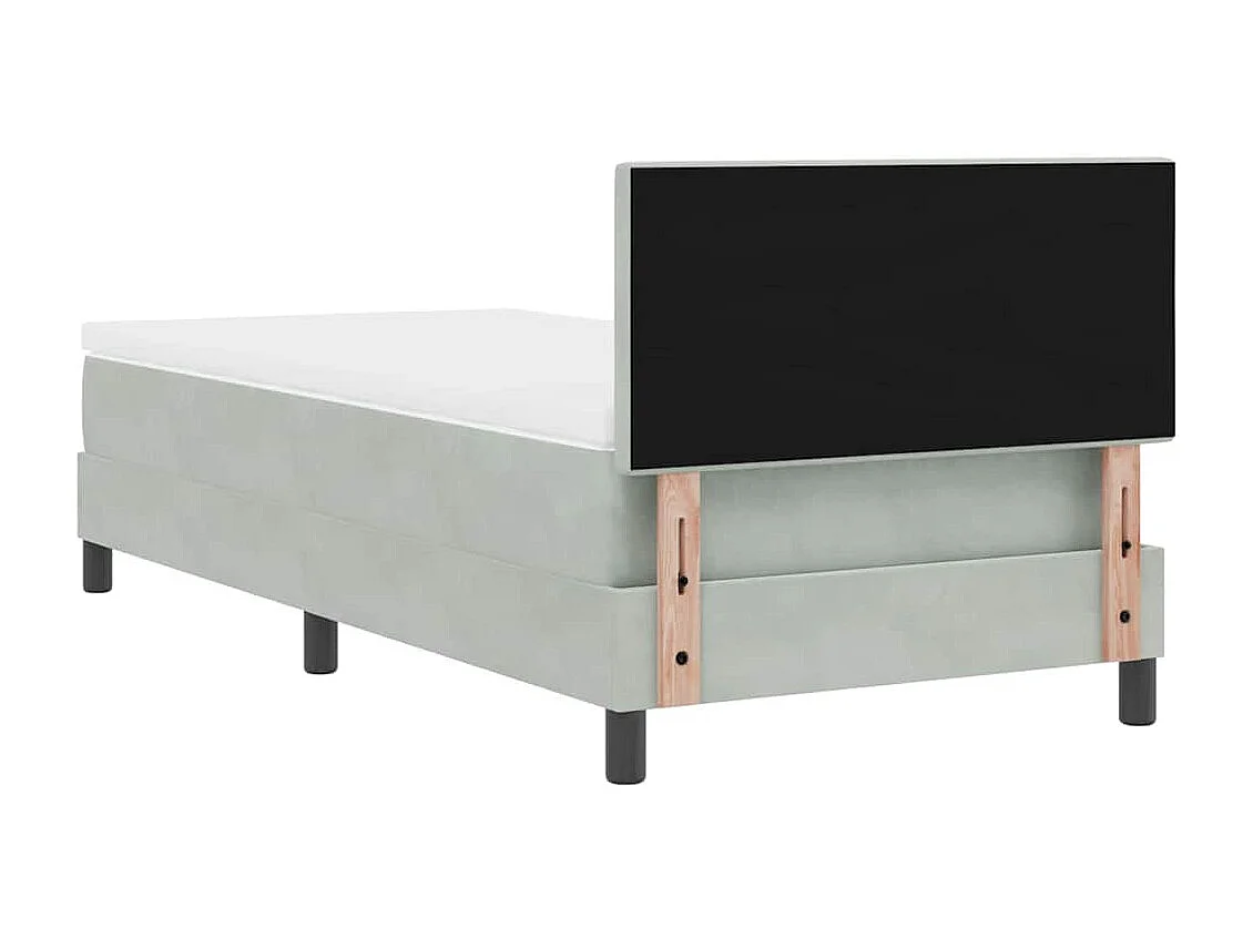 Lit simple-Lit adulte-Lit à ressorts avec matelas Gris clair 90 x 200 cm tissu