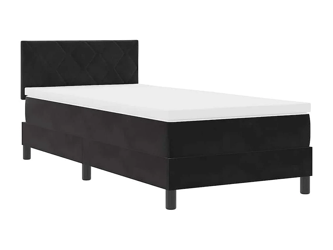 Cama individual-Cama para adultos-Cama tipo Box Spring con colchón Negro 90x190 cm Terciopelo SHL72869