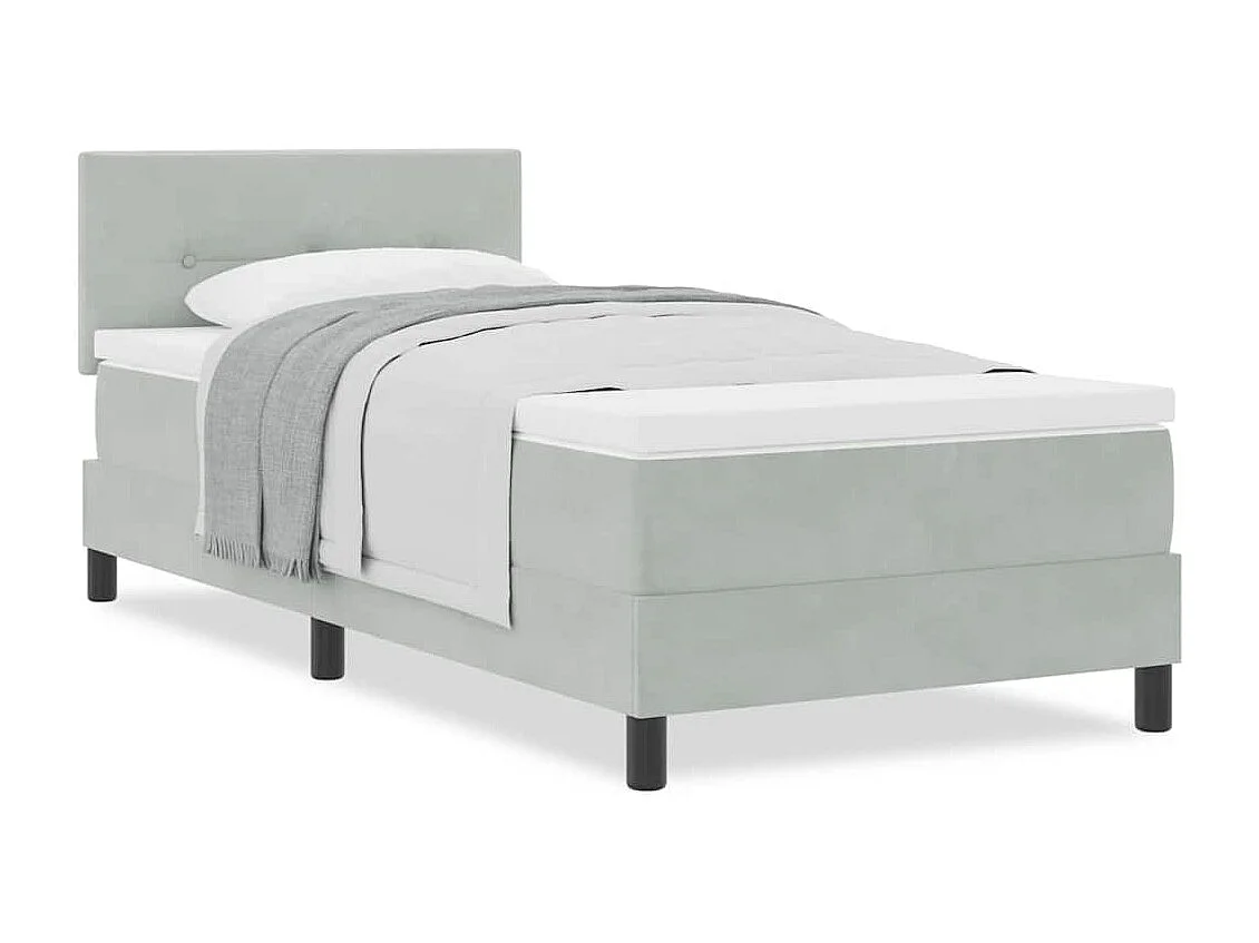 Einzelbett | Bettgestell | Boxspringbett mit Matratze Hellgrau 100x200 cm Samt SHL399334
