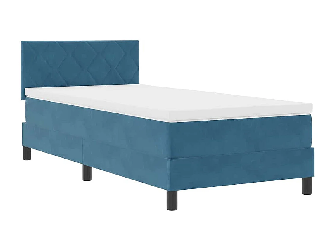 Cama de solteiro-Cama de adulto-Cama Box com colchão Azul Escuro 100 x 200cm Veludo SHL680985