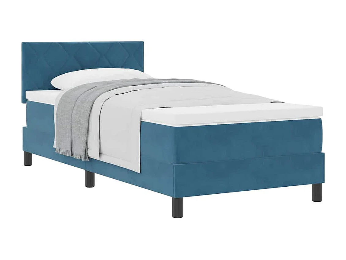 Cama de solteiro-Cama de adulto-Cama Box com colchão Azul Escuro 100 x 200cm Veludo SHL680985