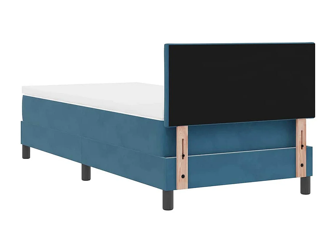Cama de solteiro-Cama de adulto-Cama Box com colchão Azul Escuro 100 x 200cm Veludo SHL680985