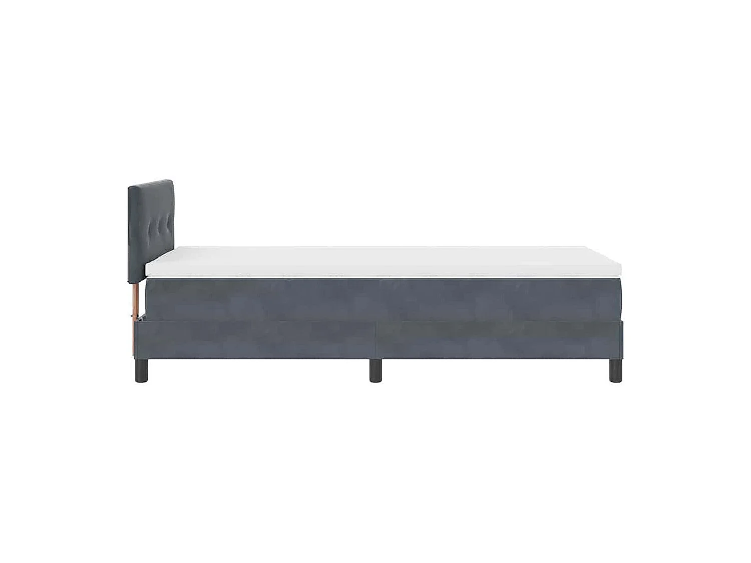 Cama de solteiro-Cama de adulto-Cama Box com colchão Cinza Escuro 100 x 200cm Veludo SHL131286