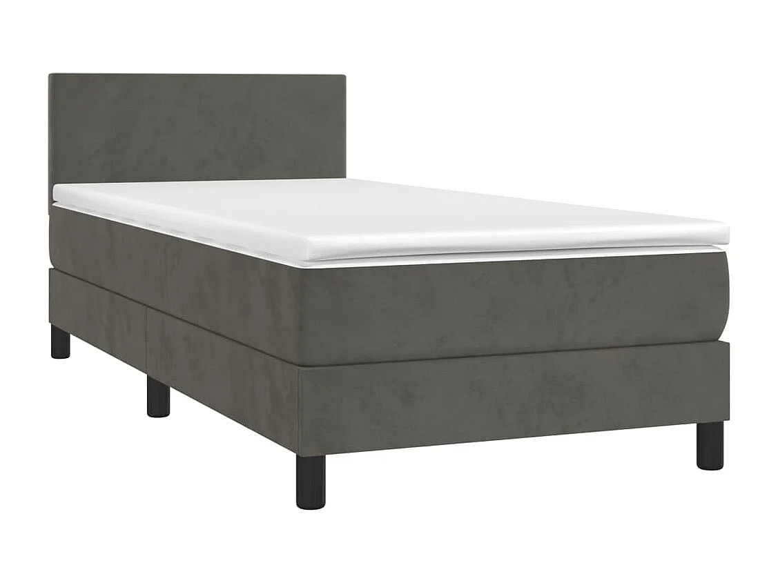 Cama individual | Cama box spring con colchón terciopelo gris oscuro 80x200 cm SHL108554