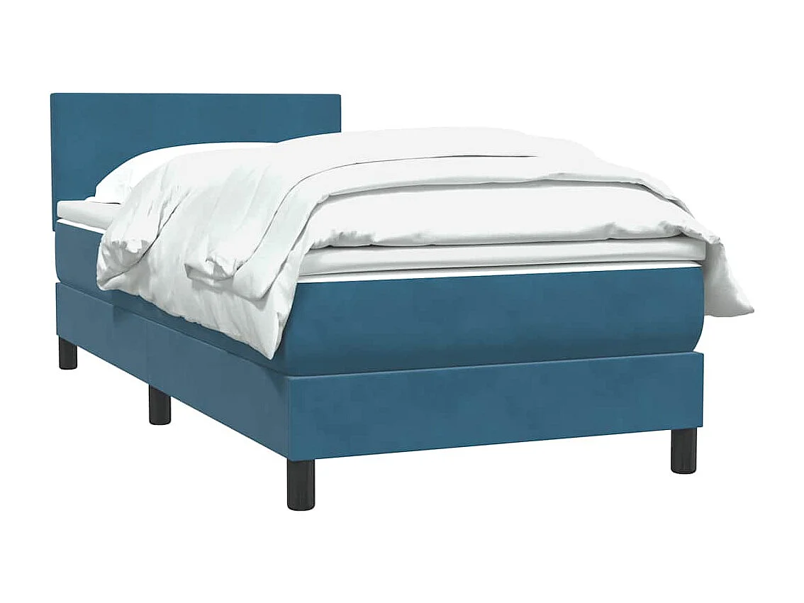 Lit simple-Lit adulte-Sommier à lattes de lit et matelas bleu foncé 80x220 cm velours