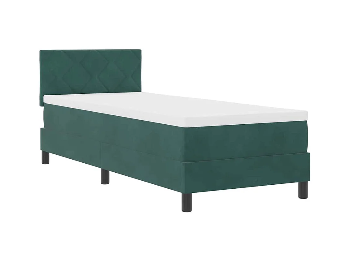 Lit simple-Lit à ressorts avec matelas Vert foncé 80 x 200 cm tissu