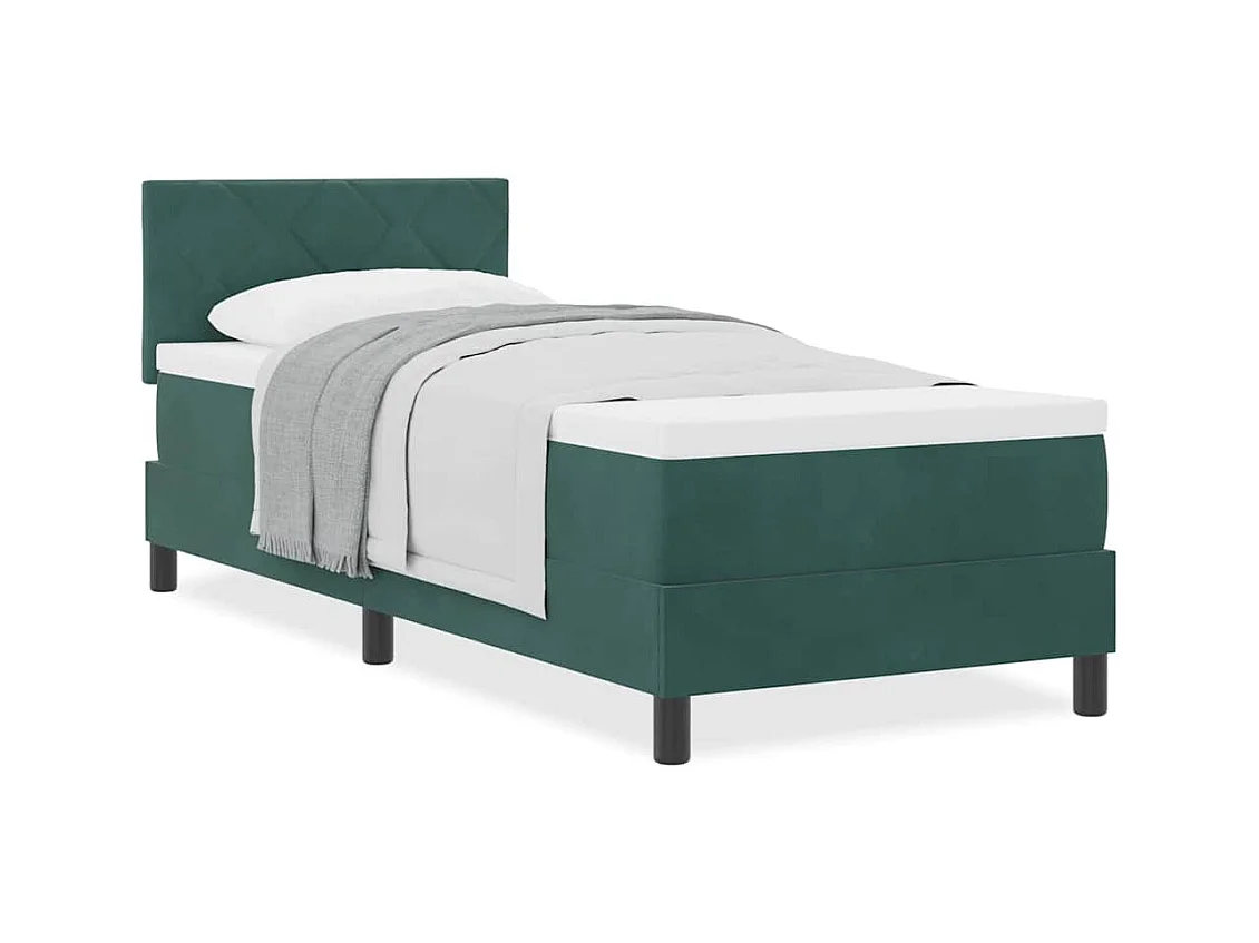 Lit simple-Lit à ressorts avec matelas Vert foncé 80 x 200 cm tissu