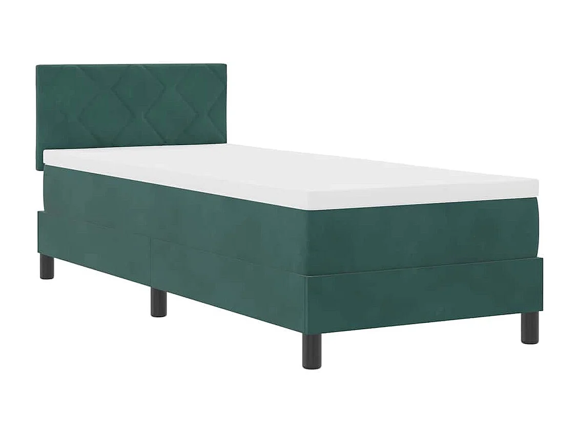 Lit simple-Lit à ressorts avec matelas Vert foncé 80 x 200 cm tissu