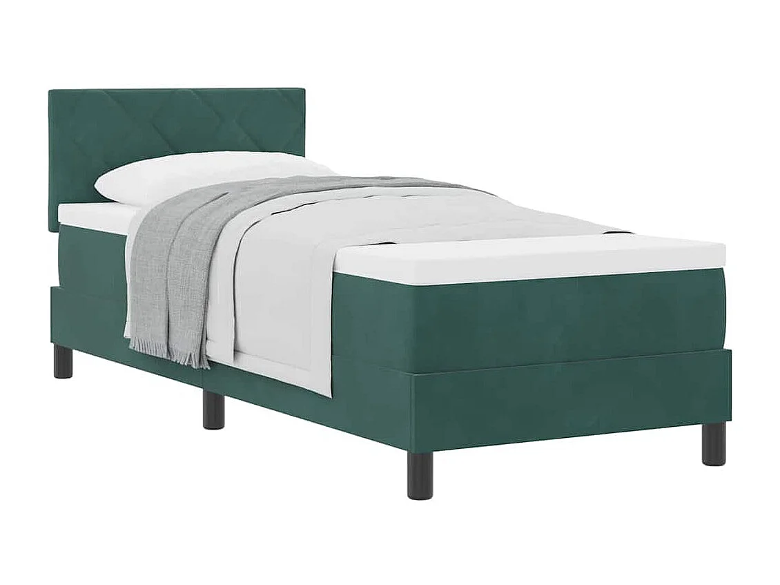 Lit simple-Lit à ressorts avec matelas Vert foncé 80 x 200 cm tissu