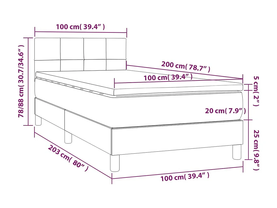 Einzelbett | Bettgestell | Boxspringbett mit Matratze Rosa 100x200 cm Samt SHL304014