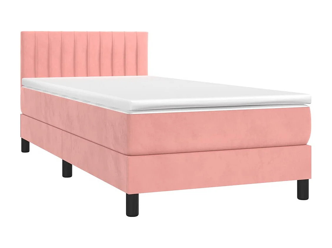 Einzelbett | Bettgestell | Boxspringbett mit Matratze Rosa 90x190 cm Samt SHL18344
