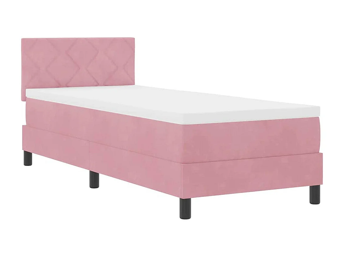 Lit simple-Lit adulte-Lit à ressorts avec matelas avec matelas Rose 80 x 200 cm tissu