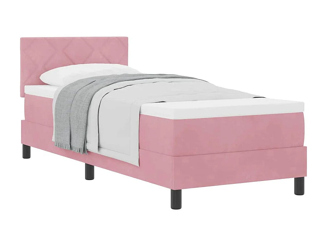 Lit simple-Lit adulte-Lit à ressorts avec matelas avec matelas Rose 80 x 200 cm tissu