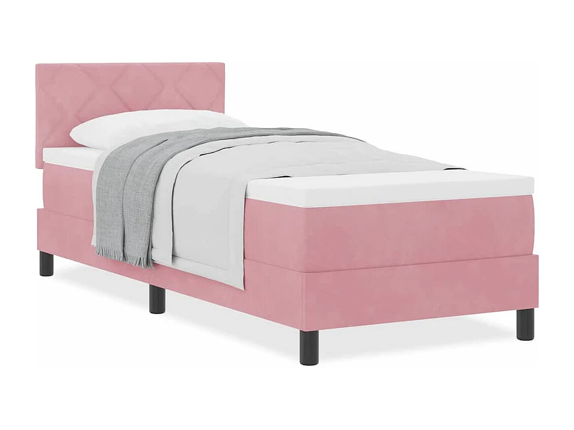 Lit simple-Lit adulte-Lit à ressorts avec matelas avec matelas Rose 80 x 200 cm tissu
