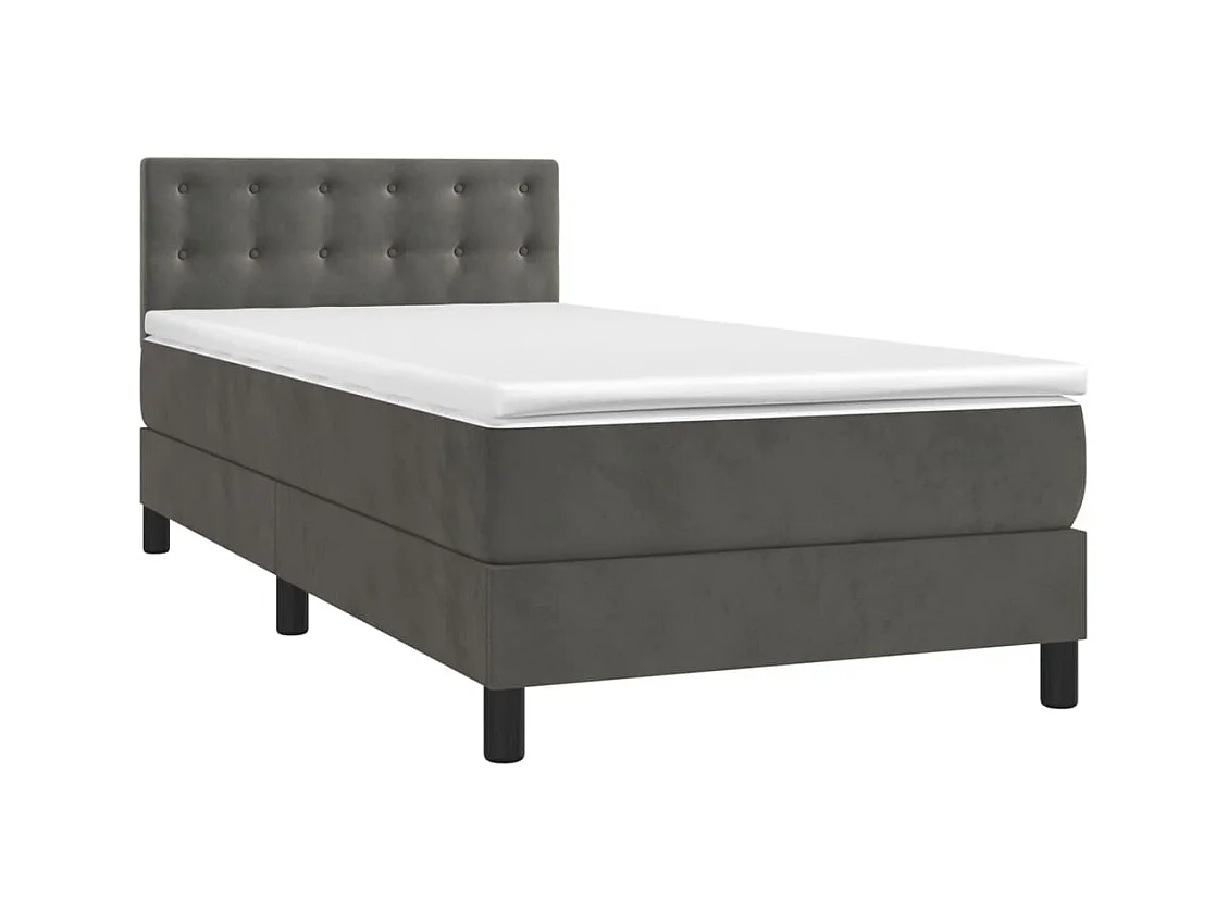 Lit simple-Sommier à lattes de lit et matelas Gris foncé 80x200 cm Velours