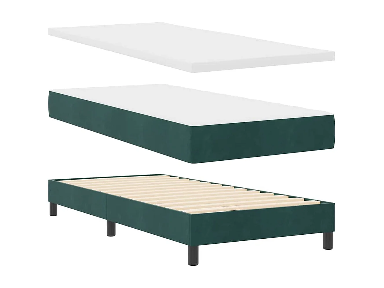 Cama individual | Cama para adultos | Cama tipo Box Spring Verde oscuro 100x200 cm Terciopelo SHL82301
