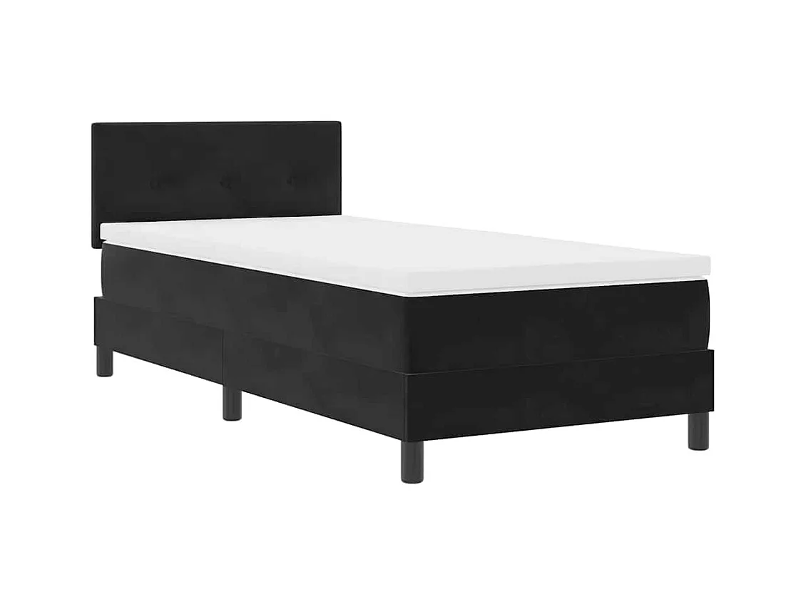 Lit simple-Lit adulte-Lit à ressorts avec matelas avec matelas Noir 90 x 200 cm tissu