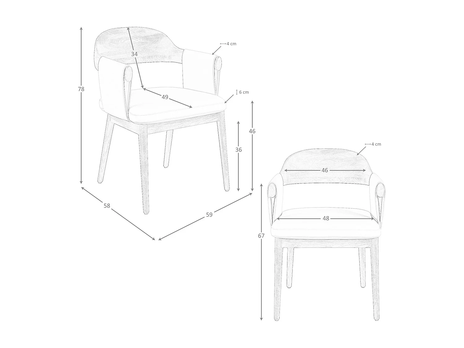 Sedia in noce e similpelle crema 5186 ANGEL CERDA