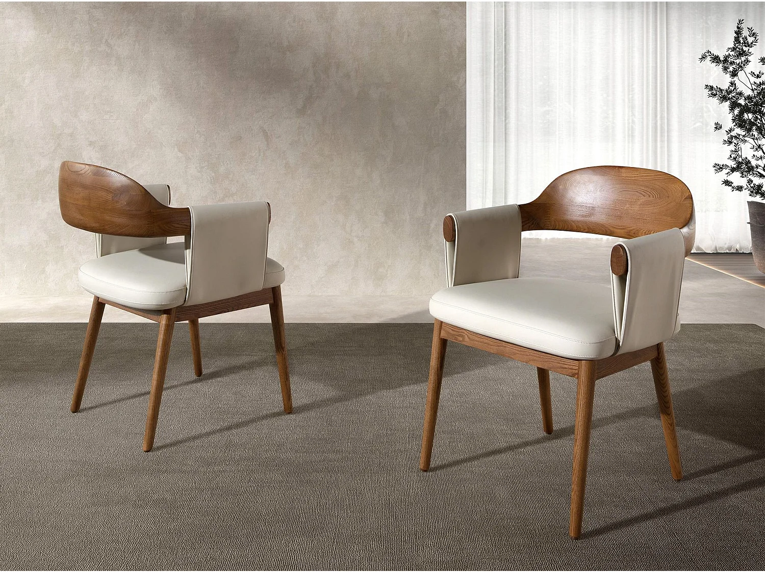 Walnut and cream leatherette chair 5186 ANGEL CERDA