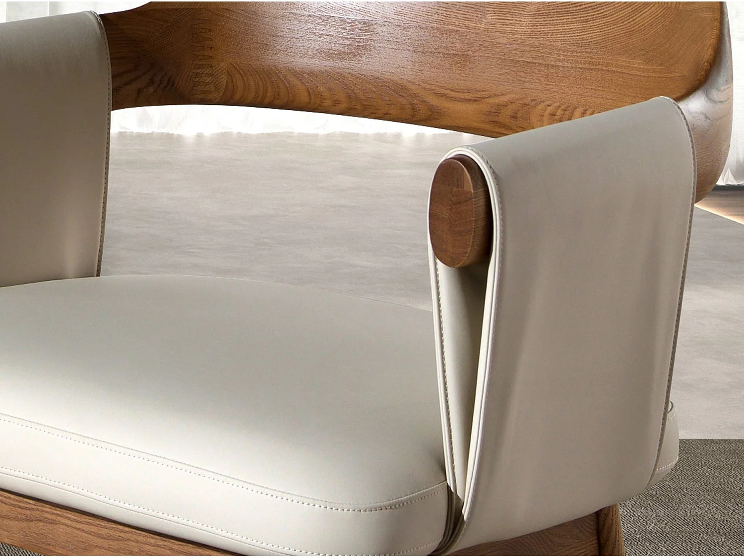 Walnut and cream leatherette chair 5186 ANGEL CERDA