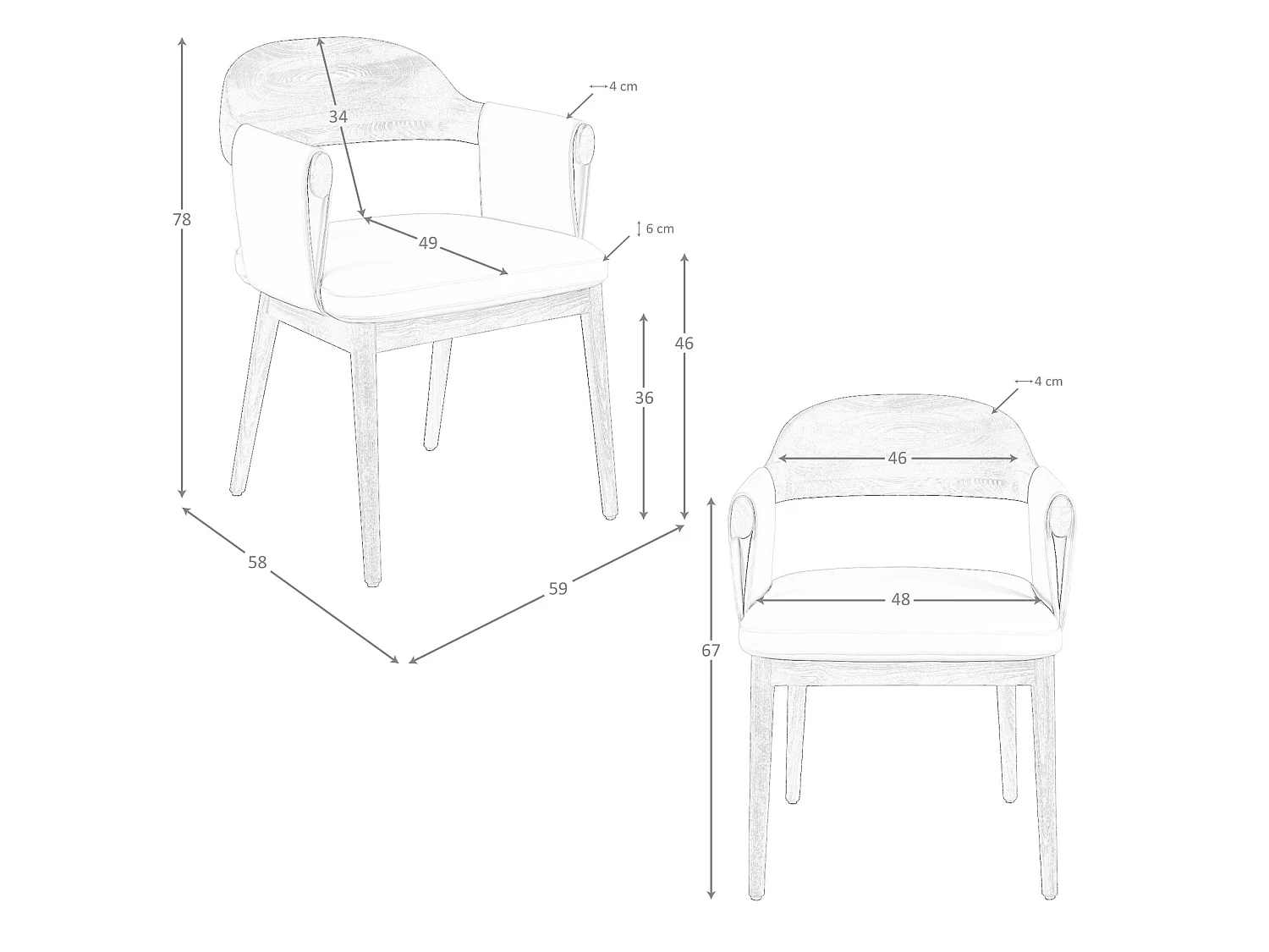 Walnut and cream leatherette chair 5186 ANGEL CERDA