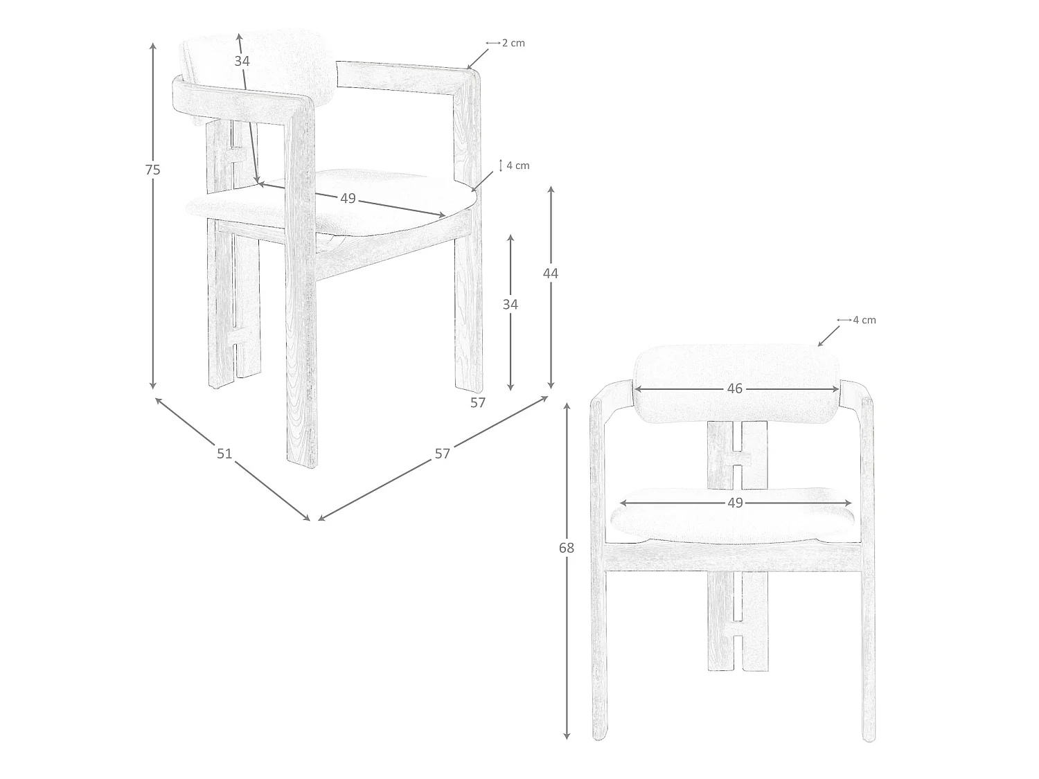 Off-white fabric chair 4194 ANGEL CERDA