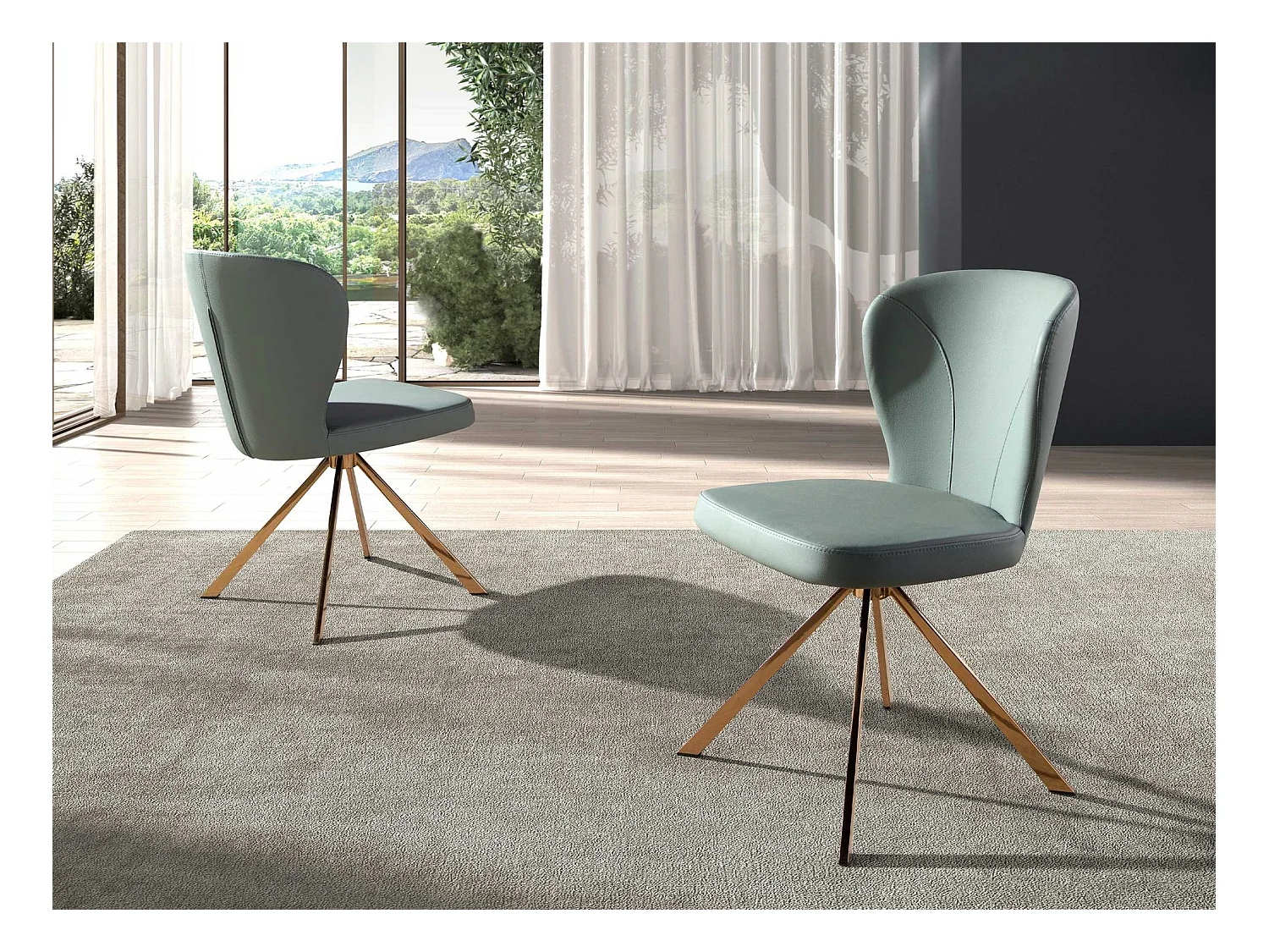 Chaise pivotante en simili-cuir vert clair 4183 ANGEL CERDA