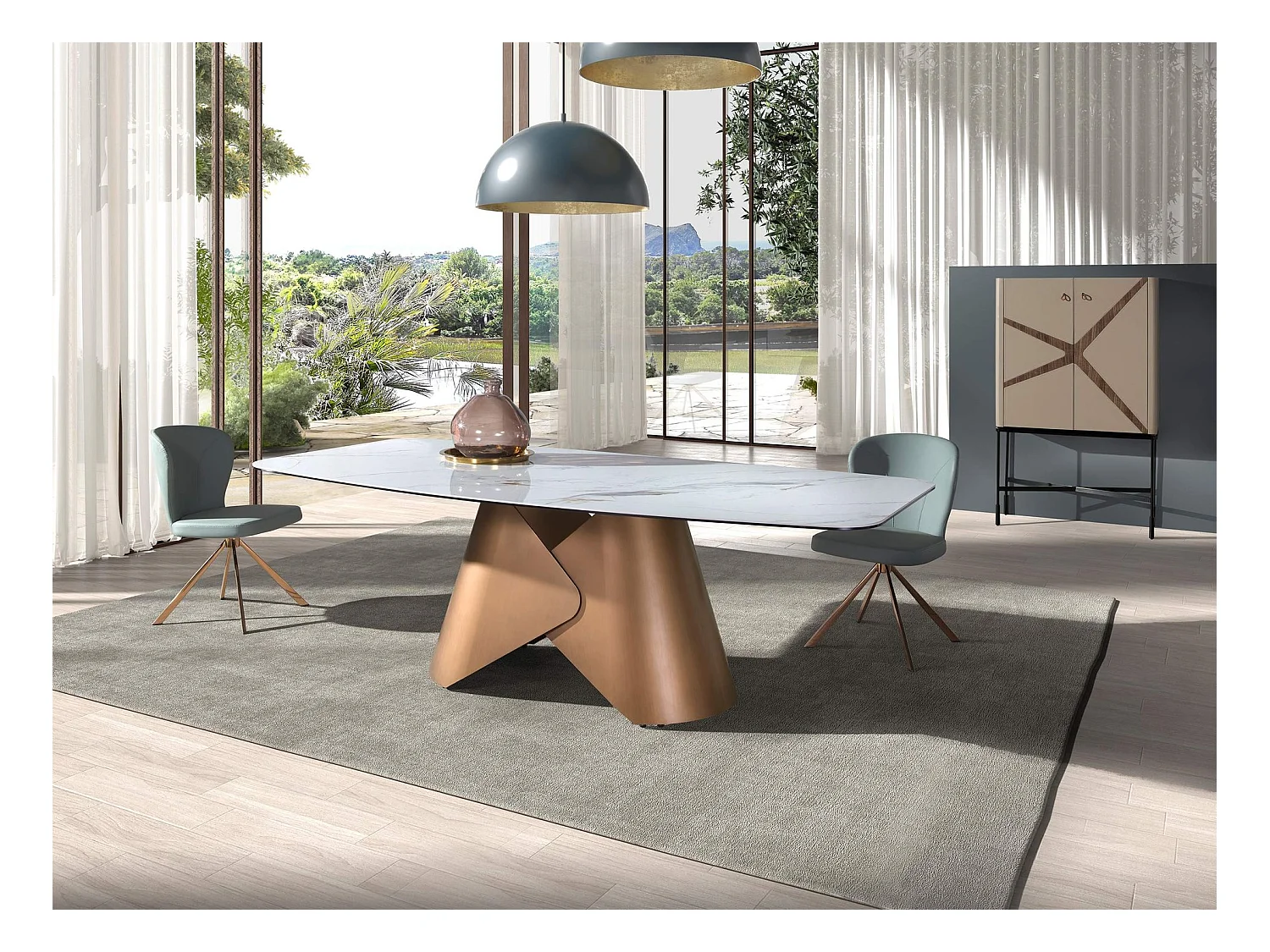 Chaise pivotante en simili-cuir vert clair 4183 ANGEL CERDA