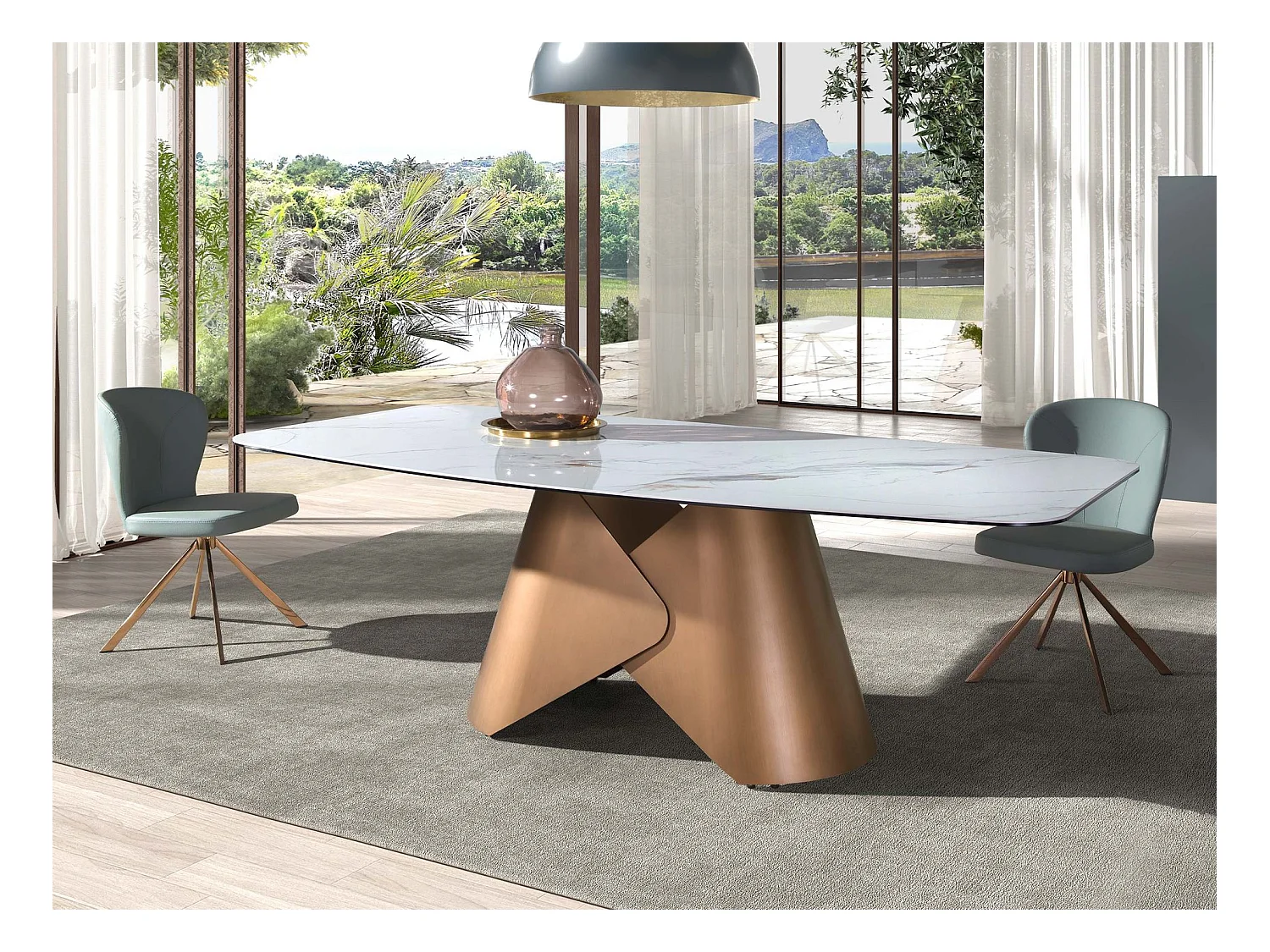 Chaise pivotante en simili-cuir vert clair 4183 ANGEL CERDA