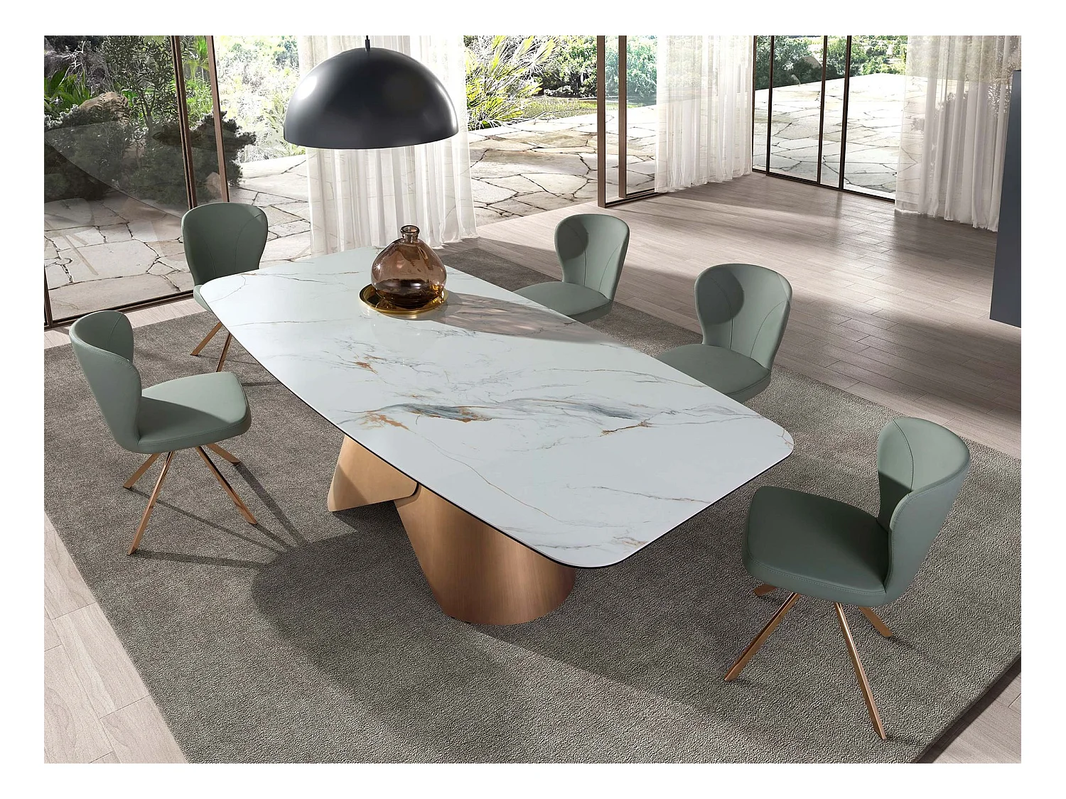 Chaise pivotante en simili-cuir vert clair 4183 ANGEL CERDA